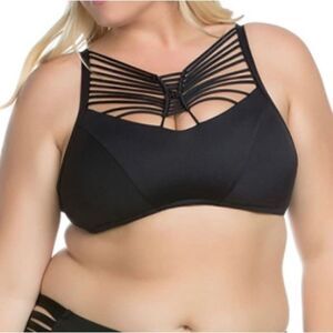 BECCA ETC Women's Plus-Size Electric Current High Neck Swimsuit Bikini Top